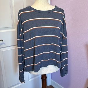 Charlotte Russe Women's Stripped Cropped Long Sleeve Shirt Size XL